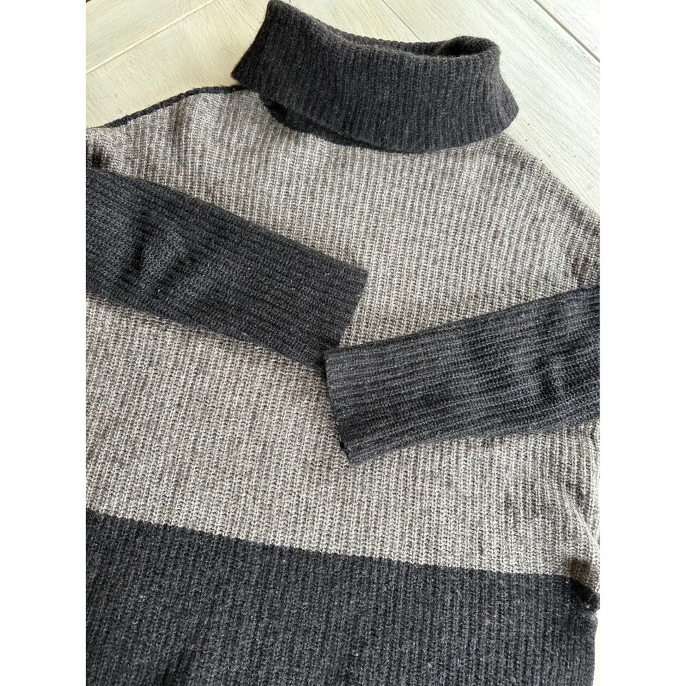 Eileen Fisher Turtleneck Sweater XS Brown Gray Colorblock‎ Italian Wool Yak